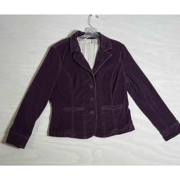 Blazer Jackets & Blazers - St. John's Bay Women's Corduroy Blazer Jacket Plum Purple Size Large Stretch